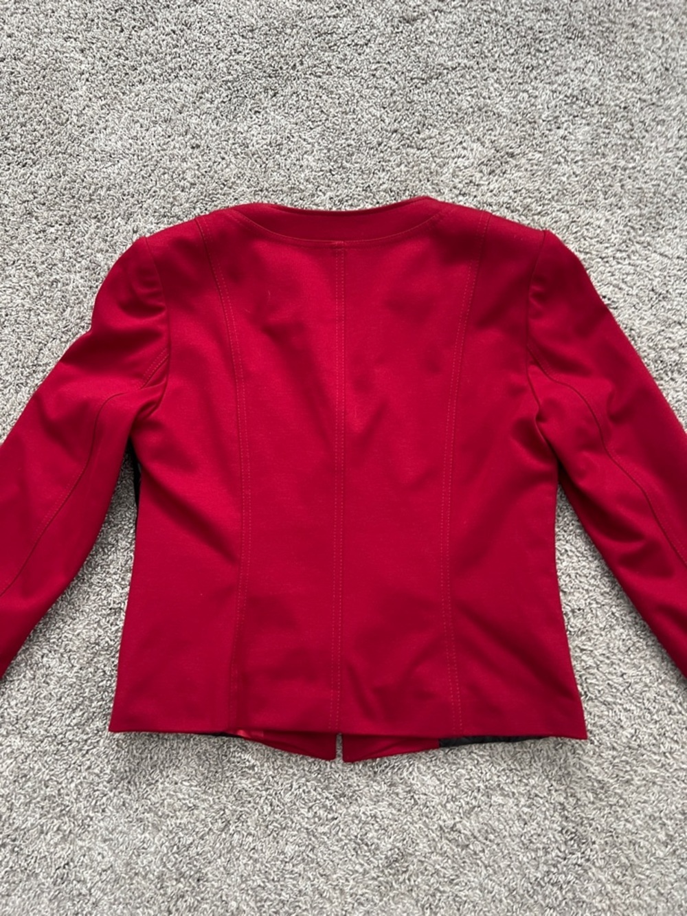 Lena Gabrielle Red Jacket Black Quilted Faux Leather Panels Zipper Trim - Size 8 - Picture 2 of 15